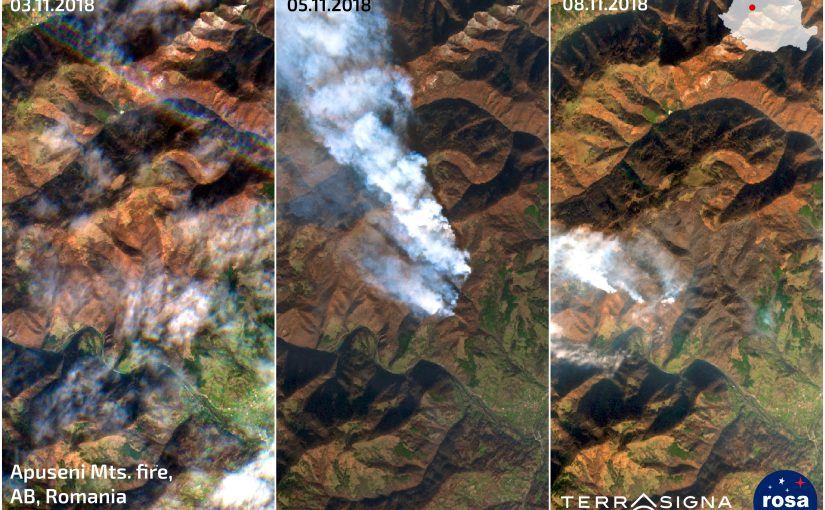 Monitorizarea incendiilor din Apuseni, România și California, SUA, utilizând date satelitare Sentinel