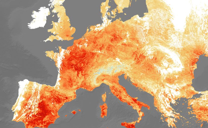 Cum s-a văzut din spațiu valul de căldură din Europa