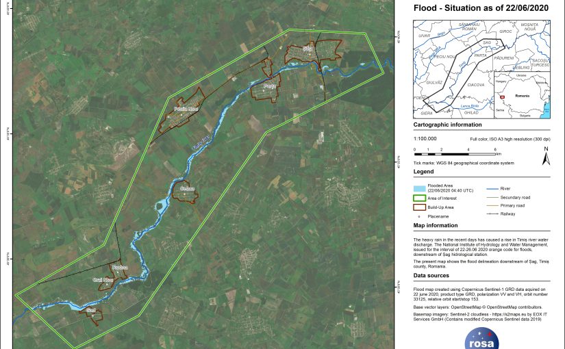Monitorizarea inundatiilor folosind date satelitare, iunie 2020